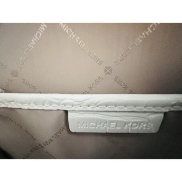 Michael Kors White Crossbody Serena Croc Embossed Small Circle Wedding Handbag - Picture 12 of 16